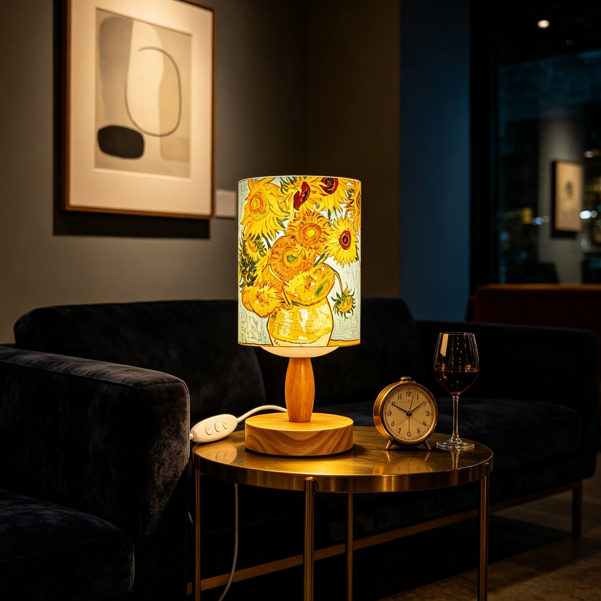 Van Gogh Irises PLA Eco‑Friendly Table Lamp ✨ Button Dimmable Art Bedside Lamp, Aesthetic Impressionist Home Decor Gift